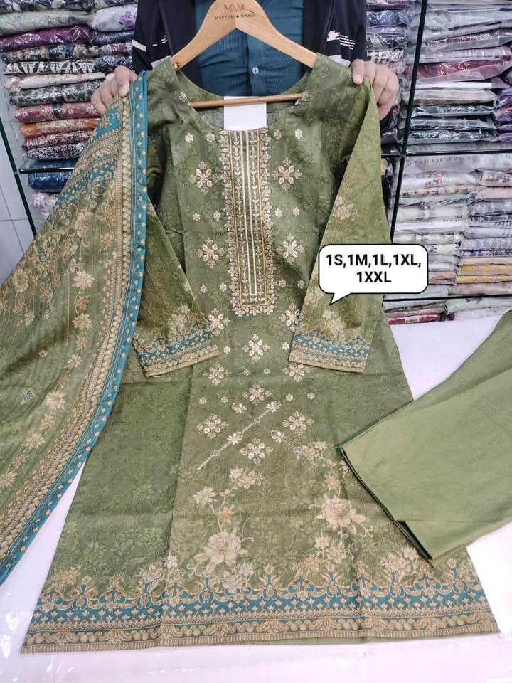 674118782_1303993028462380_5529247562615038713_n New Pakistani embroiderilawn with shawl dupatta (thick cloth) - Image 3