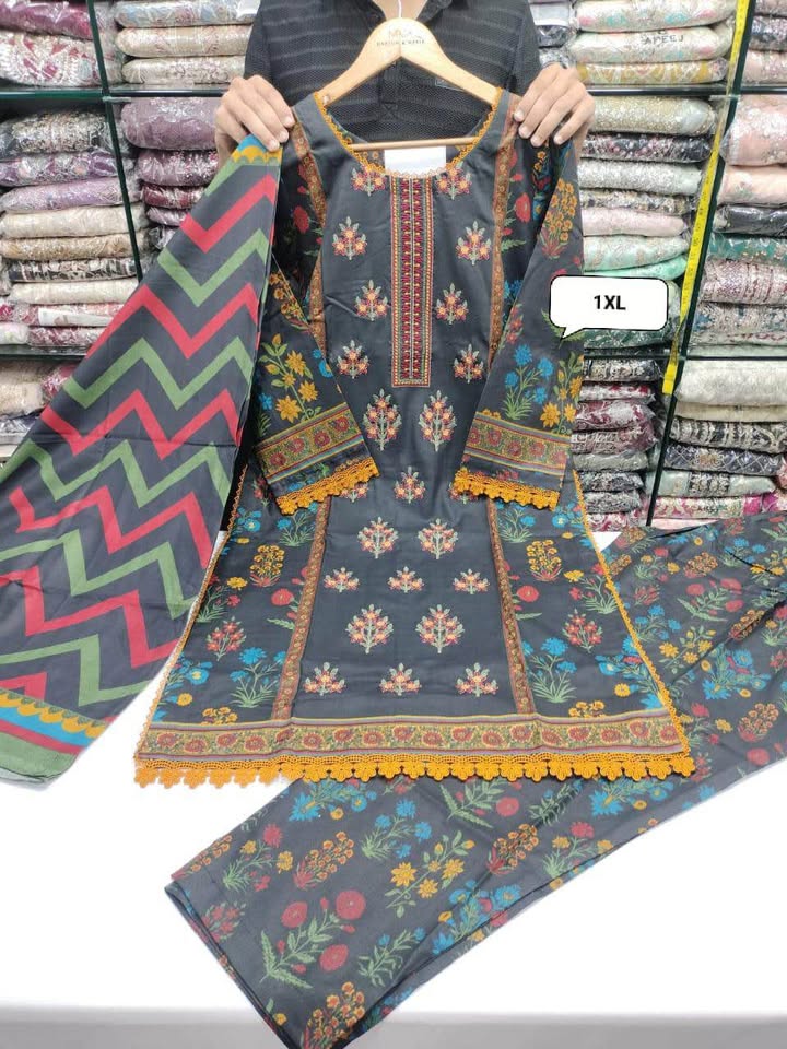 678927607_1346062180911628_780254741312960684_n New Pakistani dhanak fabric three piece dresses with thick shawl dupatta - Image 4