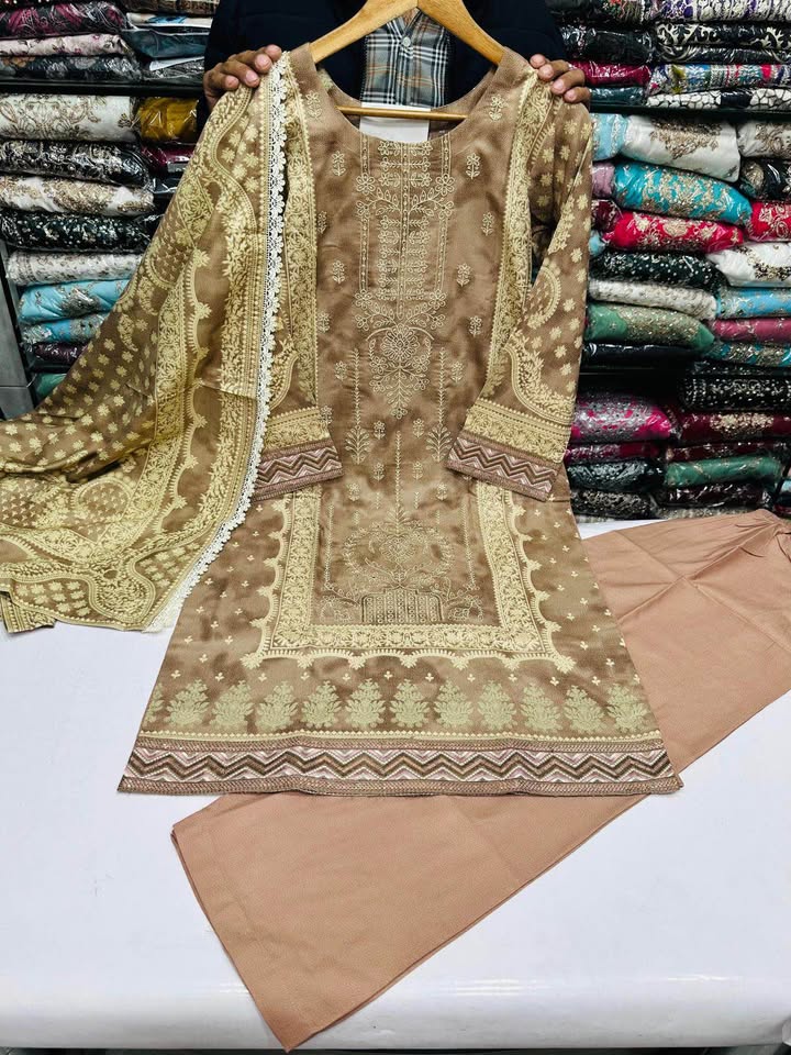 678930952_1347201320658614_4513221324671003776_n New Pakistani dhanak fabric three piece dresses with thick shawl dupatta - Image 5