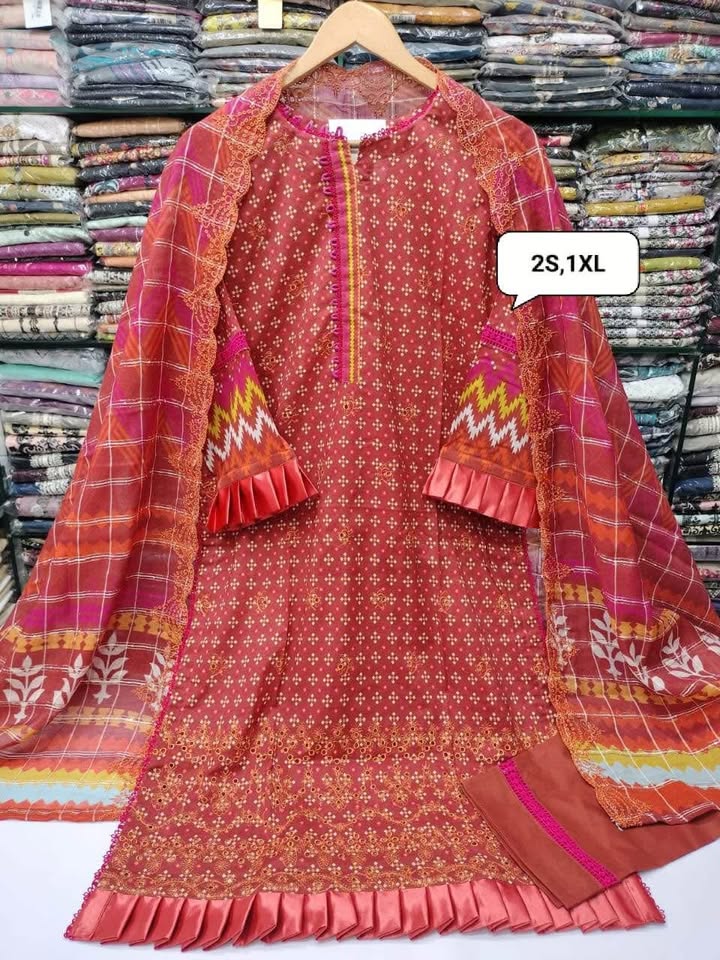 680410853_4532283030426314_4106839276724314192_n Small size Stock clearance - New Pakistani embroidered Lawn suits - Image 2