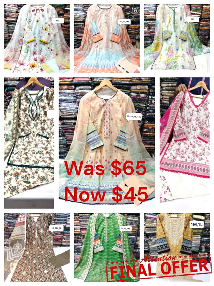 Final clearance- New Pakistan embroidered lawn suits New Pakistan embroidered lawn suits