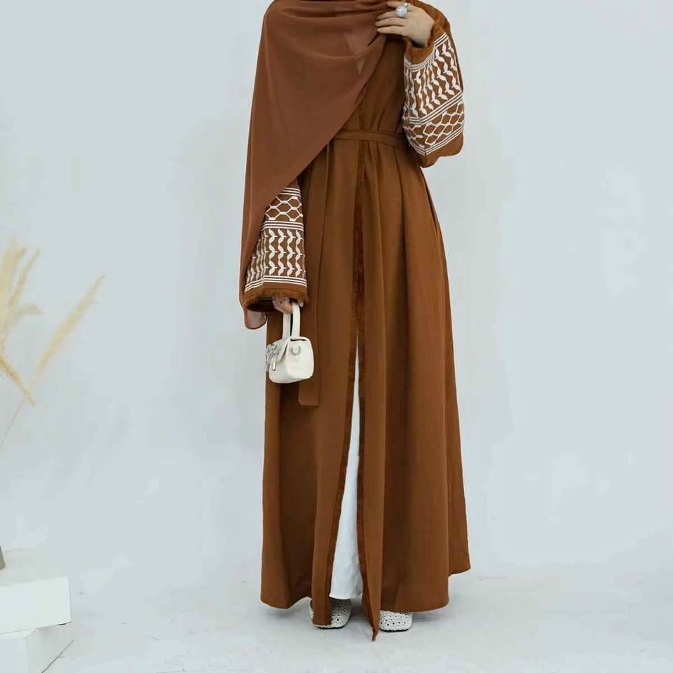 Now in NEW COLOURS -Embroidered keffiyeh abayas Embroidered keffiyeh abayas
