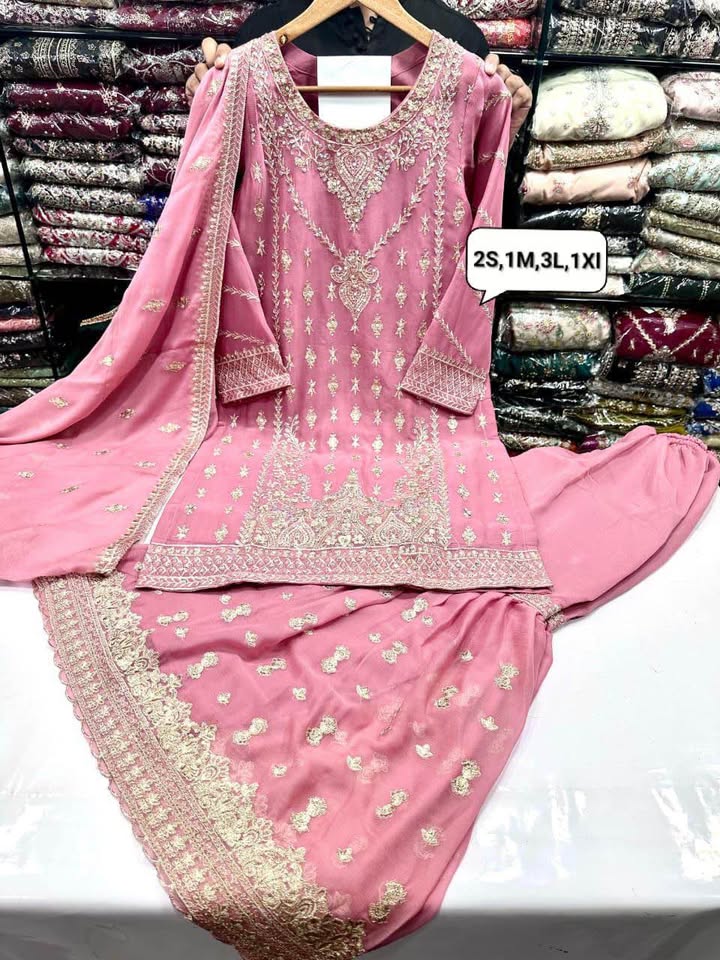 Special Eid Offer - Pakistani chiffon 3 piece dresses size S -XL Special Eid Offer - Pakistani chiffon 3 piece dresses size S -XL